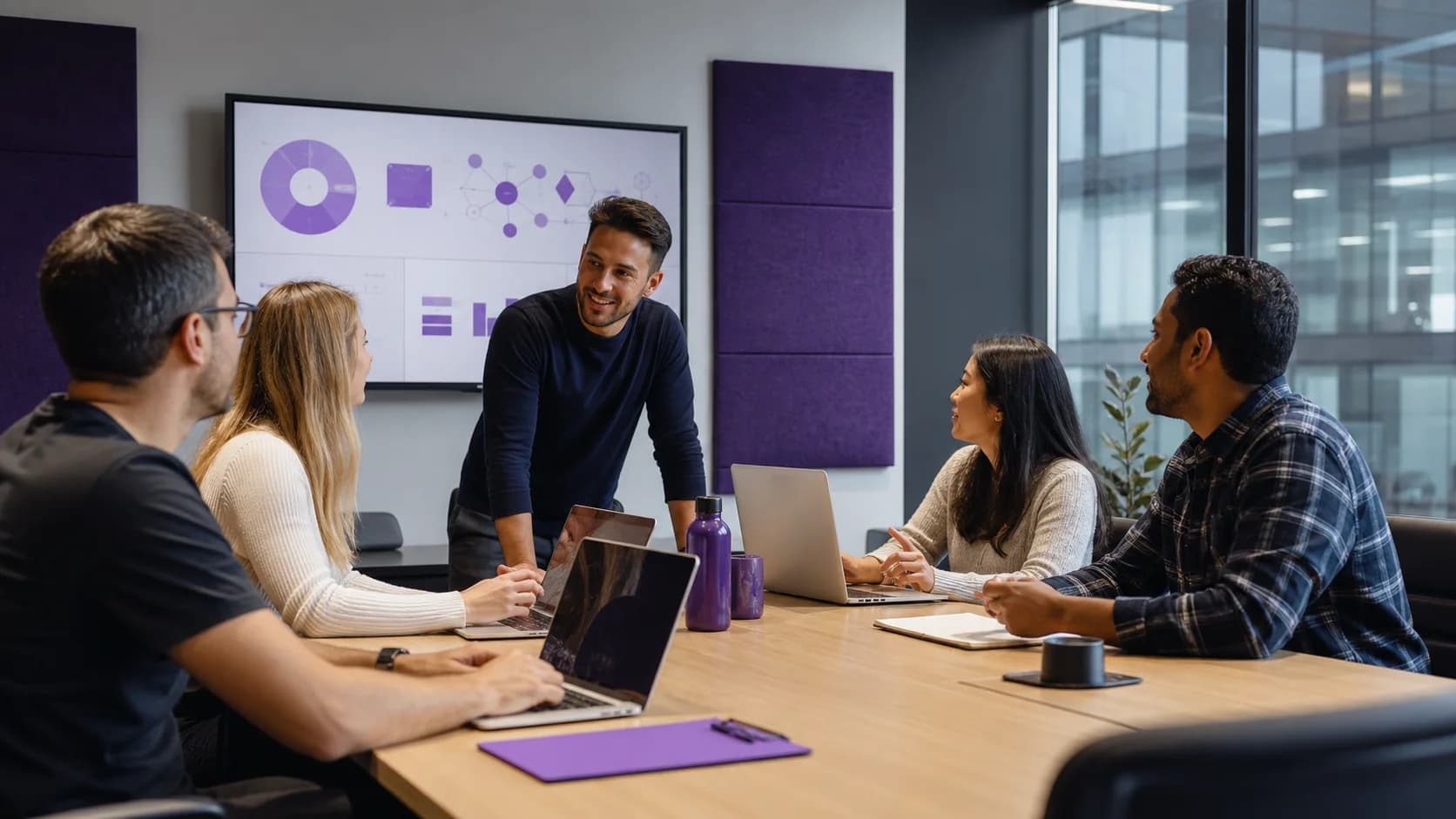 Corporate team collaborating on Remote Workforce and technology delivery